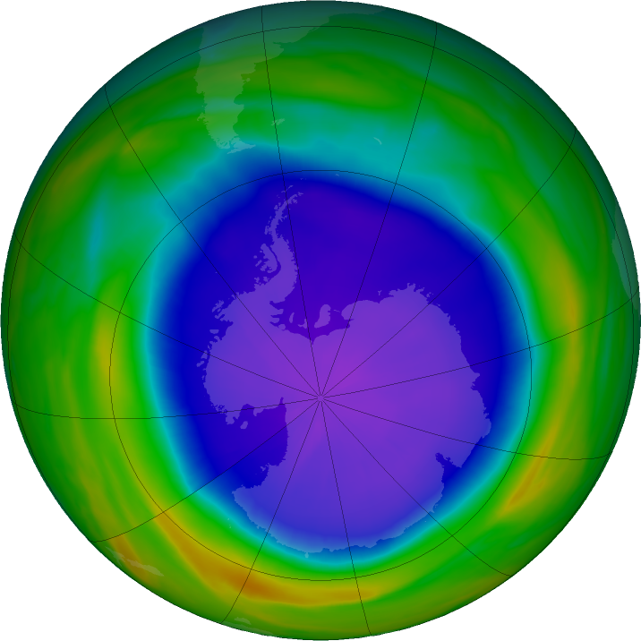 Antarctic ozone map for 27 September 2021